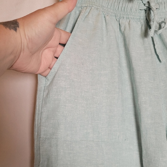 Cynthia Rowley Baby Blue Linen Blend Cropped Pullon Pants Women's Size Large - Picture 3 of 11